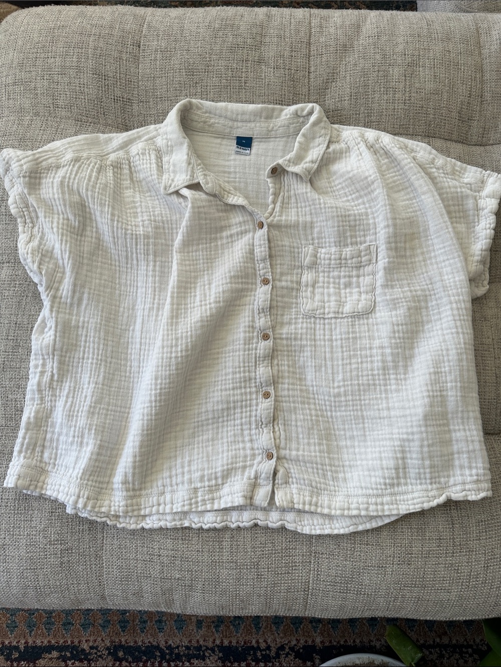 Old Navy White Gauze Button-Down